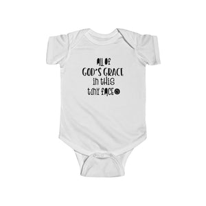 All of God's Grace in this tiny face, infant Bodysuit, Cute baby onesie, Christian baby gift, bodysuit with Christian quote