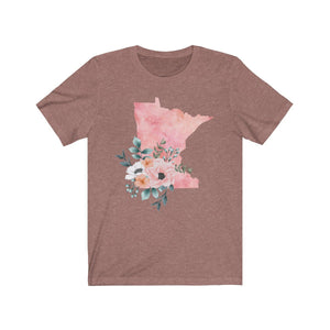 Heather mauve Minnesota home state shirt, Watercolor Minnesota shirt, feminine Minnesota T-shirt