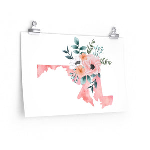 Home state of Maryland poster, Maryland watercolor poster, Maryland wall art print