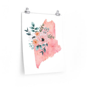 Maine home state poster, Maine watercolor, Maine wall art print