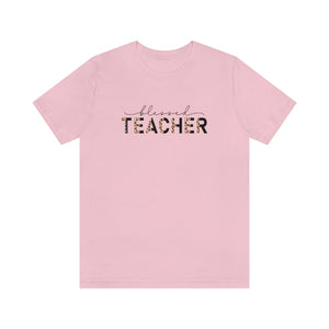 Blessed teacher shirt, Christian teacher shirt with leopard print, Trendy teacher tee for back to school
