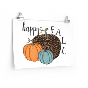 Happy fall print, leopard pumpkin decor, Pumpkin decor,  Fall wall art, Fall home decor, Fall wall print, Fall picture, Trendy fall decor