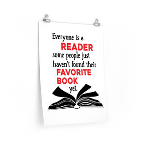 Everyone is a reader poster, reading wall print for a reading classroom,  School library wall decor, librarian poster