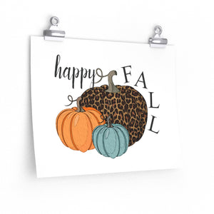 Happy fall print, leopard pumpkin decor, Pumpkin decor,  Fall wall art, Fall home decor, Fall wall print, Fall picture, trendy decor for fall