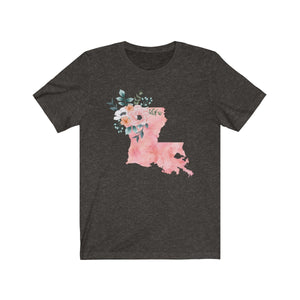 black heather Louisiana home state shirt, Watercolor Louisiana shirt, feminine Louisiana T-shirt