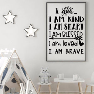 I am statements poster, child's bedroom, Christian school wall decor, classroom wall