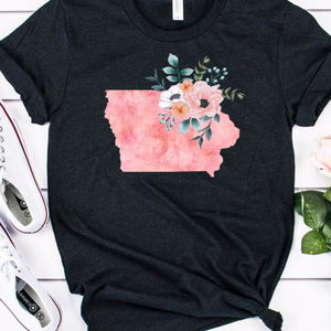 Iowa home state shirt, Watercolor Iowa shirt, Iowa state shirt, black heather