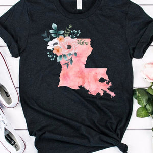 Louisiana home state shirt, Watercolor Louisiana shirt, feminine Louisiana T-shirt