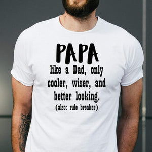 Funny Papa shirt, Papa, like a dad only cooler, wiser and better looking t-shirt, Grandpa shirt, New grandpa gift, New papa reveal gift