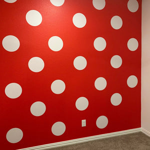 Polka Dot Wall with a Set of Polka Dot Decals, Circle dot decals, Nursery decor, Minnie Mouse theme bedroom