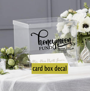 Honeymoon fund decal, Honeymoon fund wedding card box decal