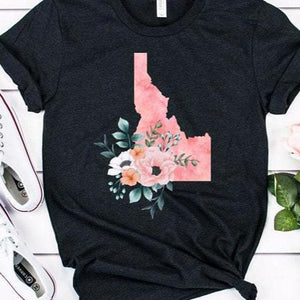 Black heather Idaho home state shirt, Watercolor Idaho shirt, feminine Idaho T-shirt