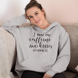 cute mom gift, caffeine and kisses hoodie, #momlife hoodie