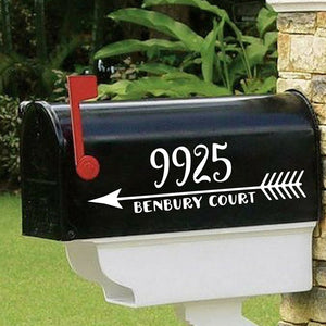 Trendy arrow design address mailbox decal, address decal for mailbox