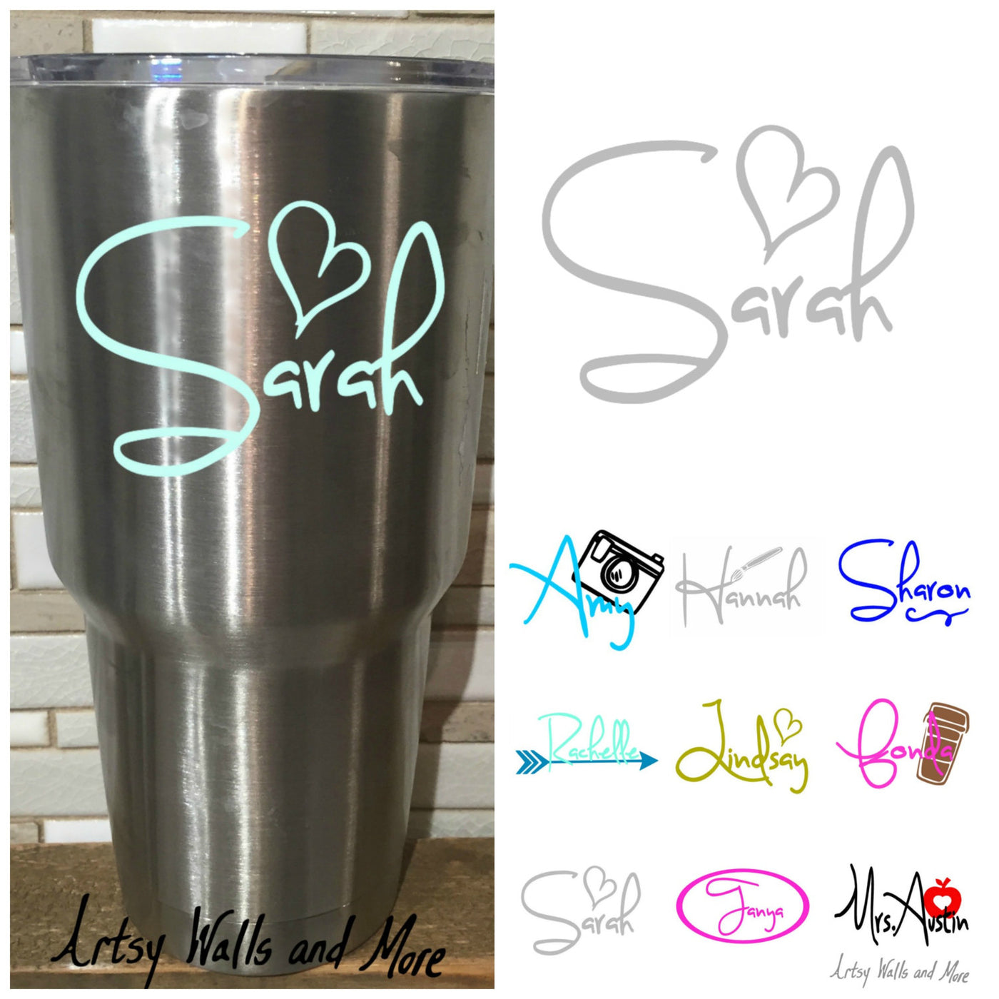 Monogram Decal, Name Initial Decals for Tumblers, Wine Glasses, Water  Bottles and more