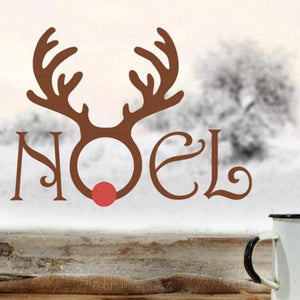Noel with reindeer antlers decal, Christmas wall decal, reindeer decal