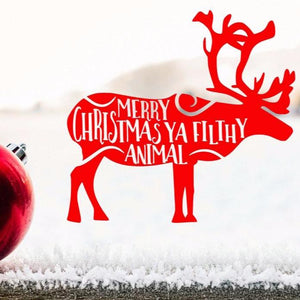 Funny Christmas decal, Merry Christmas Ya Filthy Animal decal, reindeer decal
