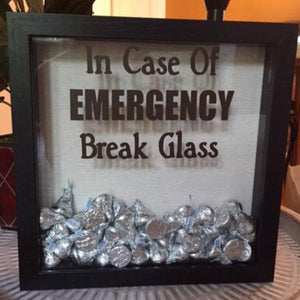 In Case of Emergency Break Glass Shadow Box with Chocolate, Funny Chocolate Lover Gift