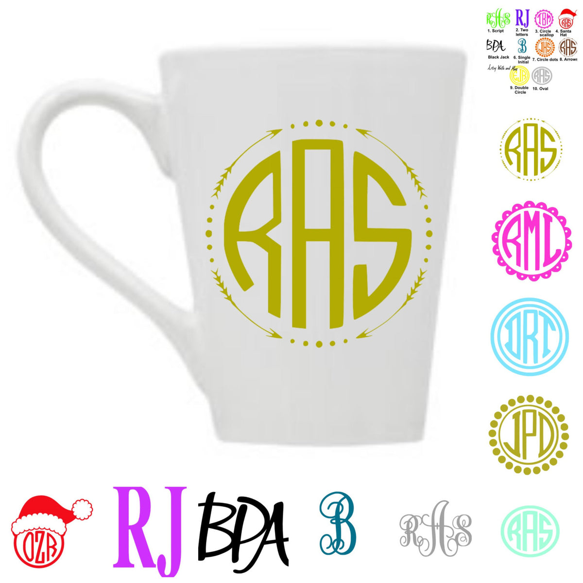 Personalized car window monogram DECAL, car window decal, circle ...