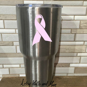 Soft Pink solid ribbon, Survivor decal, Pink Ribbon decal, Breast Cancer awareness ribbon