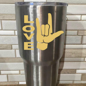 ASL Sign Language I Love You Sign Tumbler Decal - The Artsy Spot
