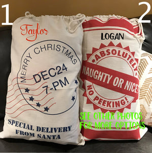 Santa sack, Personalized Santa bag, Santa sack with child's name, Christmas decor