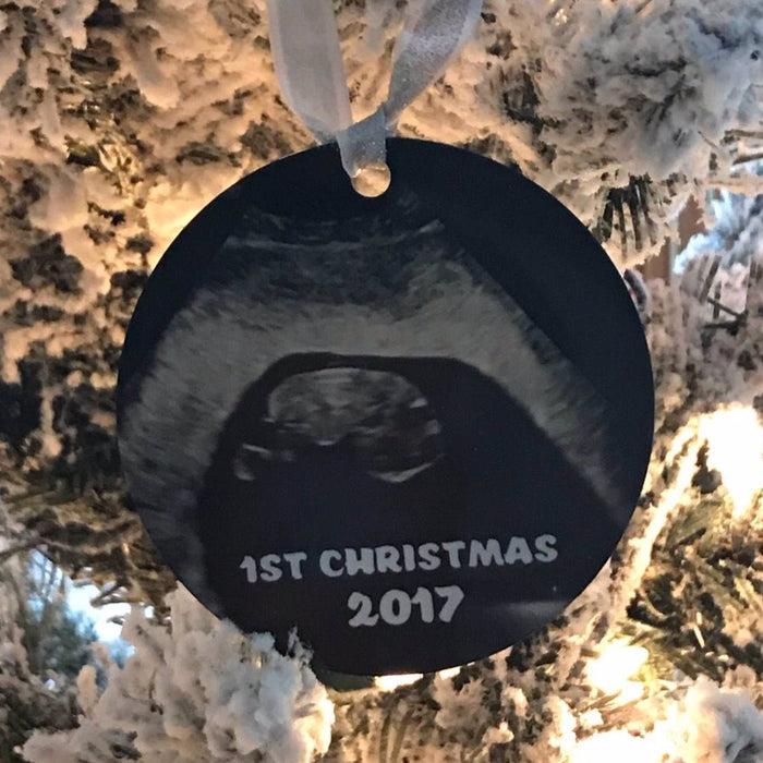 Ultrasound Photo Christmas Ornament With Date and Name