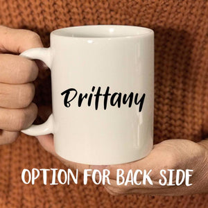 back side of mug with name personalization