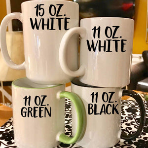 Coffee mug sizes, 11 0z mug 15 oz mug - The Artsy Spot