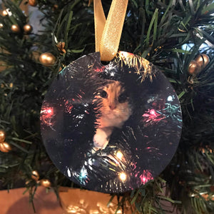 Cat or dog photo Christmas ornament, Personalized pet photo ornament