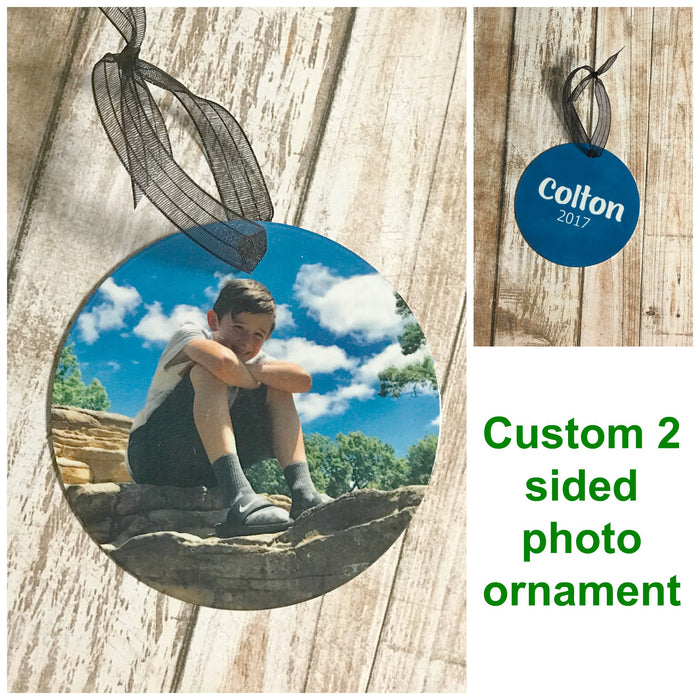 Personalized Photo Ornament With Name and Date