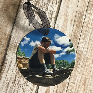 Personalized Photo ornament with name and date, Photo Christmas ornament
