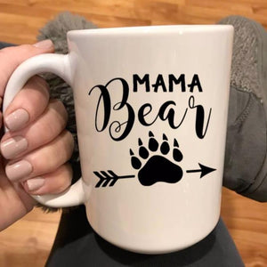 Mama Bear with claw / arrow coffee mug,  mama bear baby shower gift