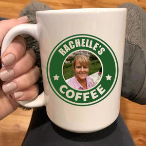Custom Starbucks logo mug with your name and photo in the middle