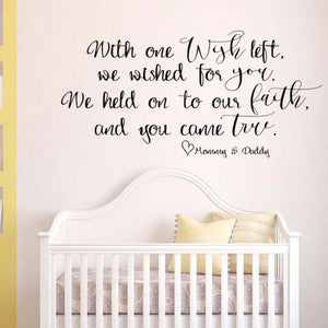 With one wish left we wished for you, nursery wall decal, adoption gift