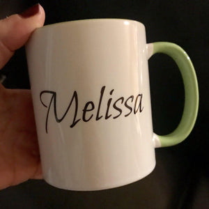 Back side of the mug with personalized name option