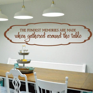 The fondest memories are made when gathered around the table, dining room decal