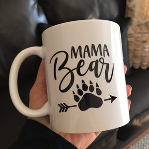 Mama Bear with claw / arrow coffee mug,  mama bear gift for a new mom 