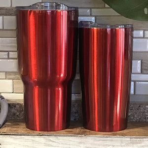 Red tumblers, 30 oz and 20 oz