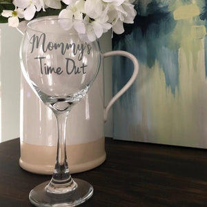 Mommy's Time Out wine glass, funny gift for a baby shower, new mommy gift