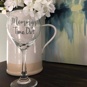 Mommy's Time Out decal, baby shower gift, DIY wine glass decal