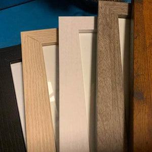 5 wooden frame color options: black, blonde, white, gray, and honey.