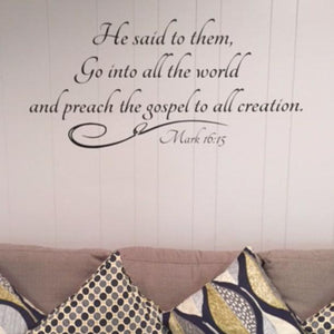 The Great Commission decal, Go into all the world, Church wall decal, Church foyer decal