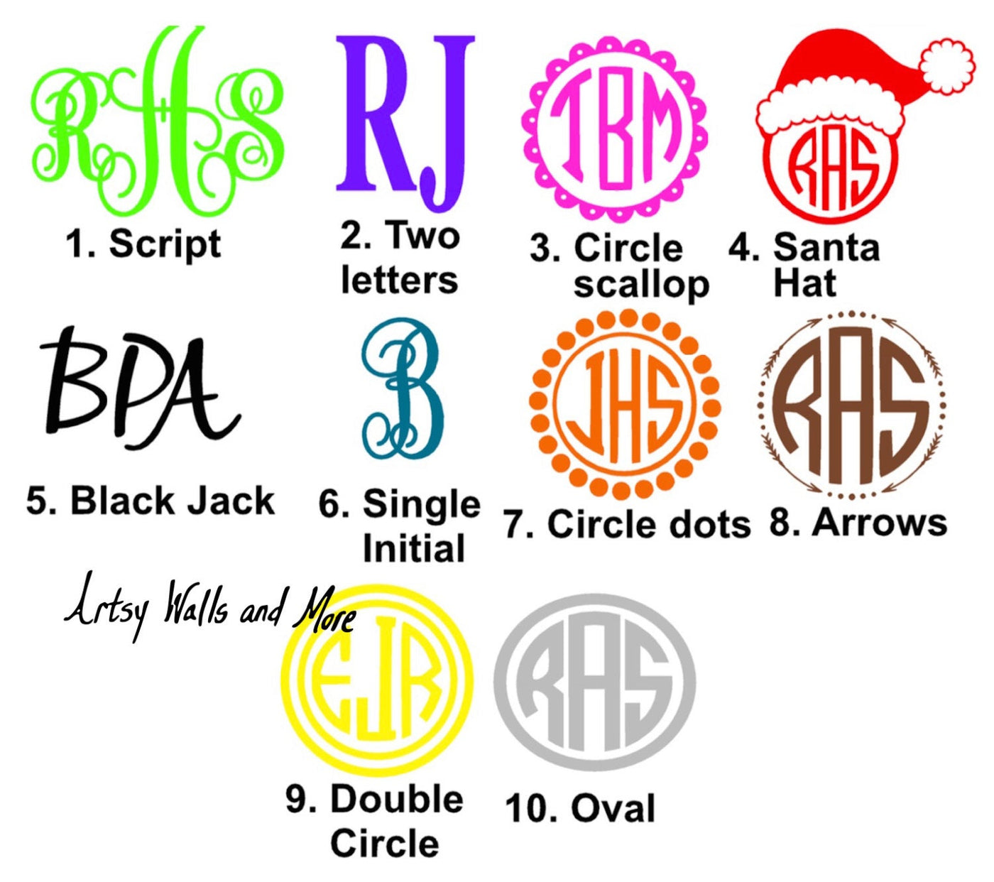 Personalized car window monogram DECAL, car window decal, circle ...