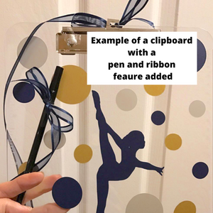 example of the pen and ribbon on the clipboard gift