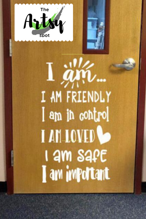 I AM, Positive Affirmations Classroom Door Decal, Pinterest image